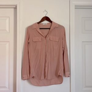 Satin pink button up